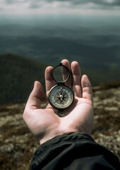 illustration, compass in the hands, generative ai