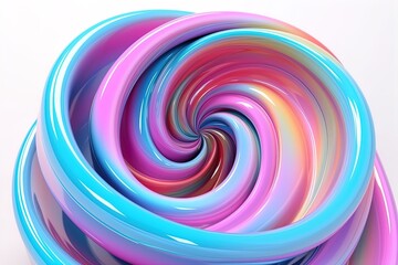 Abstract iridescent holographic swirl vortex on isolated background. Liquid hurracane fluid, dynamic motion background