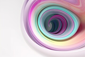 Abstract iridescent holographic swirl vortex on isolated background. Liquid hurracane fluid, dynamic motion background
