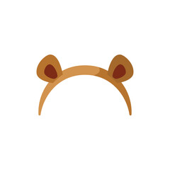 Bear cute ears on headband or hair bezel flat vector illustration isolated.