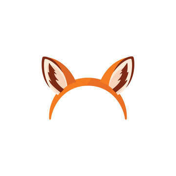 Fox ears headgear for photo app props, flat vector illustration isolated.