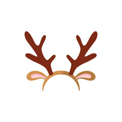 Christmas reindeer horns and ears headband, flat vector illustration isolated. © sabelskaya