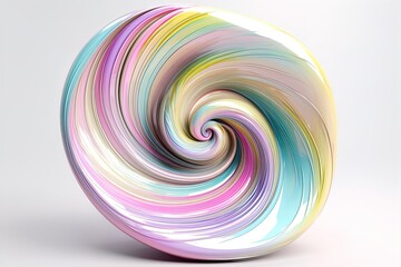 Fototapeta na wymiar Abstract iridescent holographic swirl vortex on isolated background. Liquid hurracane fluid, dynamic motion background