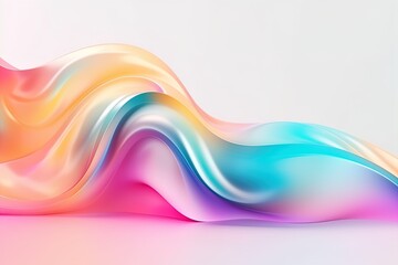 Abstract iridescent holographic wave on isolated background. Liquid fluid colorful line, dynamic motion background