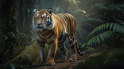 Naklejka na ściany i meble Tiger in Jungle