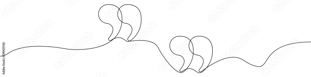 Poster continuous line drawing of quotes vector. icon linear sign quote vector. one continuous line of quot