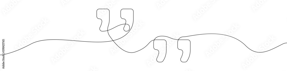 Poster continuous line drawing of quotes vector. icon linear sign quote vector. one continuous line of quot