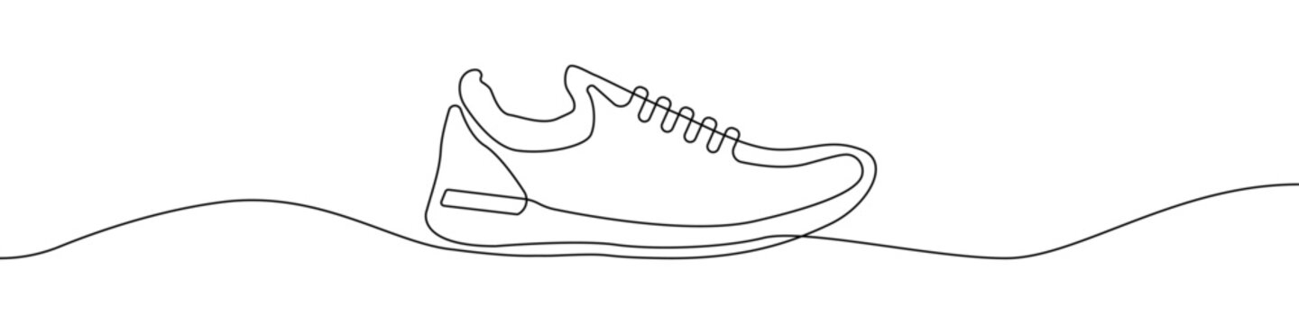 Continuous one line drawing of sneakers vector. Shoe line icon sneaker vector. Vector illustration. Linear shoe design. Sneakers vector linear icon outline. Shoes continuous icon.