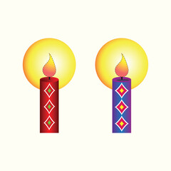 colorful vector birthday candle light design template on white background