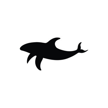 recommend clip art: Orca or killer whale, black silhouette icon - flat vector illustration isolated on white background.