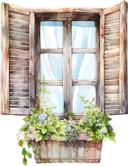 Fototapeta na wymiar vintage window frame watercolor