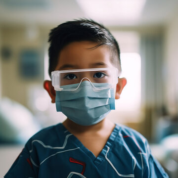 Enfant avec masque chirurgicale 