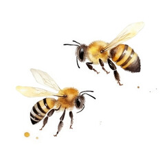 Watercolor Honey Bee. Illustration AI Generative. - obrazy, fototapety, plakaty