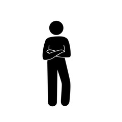 Person is standing with arms crossed