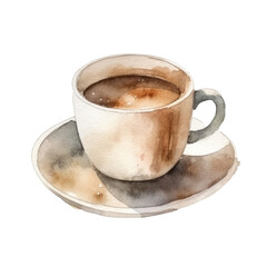 Watercolor coffee cup. Illustration AI Generative.
