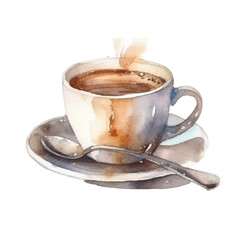 Watercolor coffee cup. Illustration AI Generative.