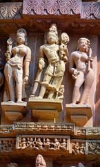 Fototapeta premium Khajuraho Group of Monuments are a group of Hindu and Jain temples famous for their nagara-style architectural symbolism and a few erotic sculptures