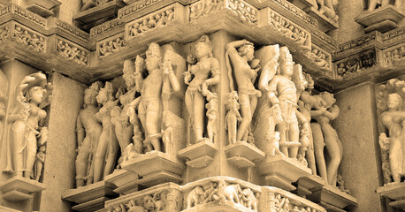 Khajuraho Group of Monuments are a group of Hindu and Jain temples famous for their nagara-style architectural symbolism and a few erotic sculptures