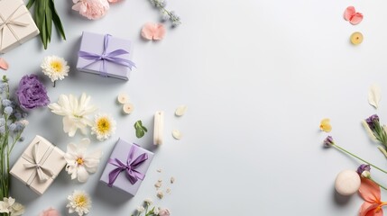 spring flowers gift box background