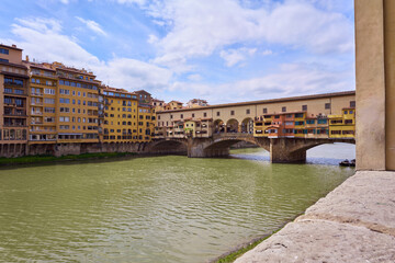 River Arno and Ponte Vecchio in Florence, Italy - obrazy, fototapety, plakaty