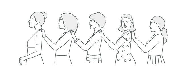 Women showing support and unity. Feminism and solidarity.