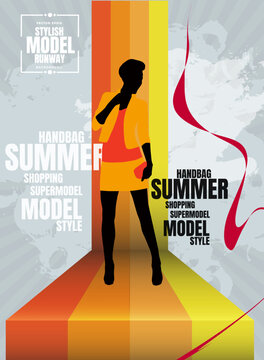 Fashion look. Young woman dressed in stylish trendy clothing. Vector illustration