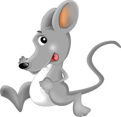 cartoon happy scene with cheerful smiling mouse on white background illustration for kids