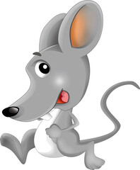 cartoon happy scene with cheerful smiling mouse on white background illustration for kids