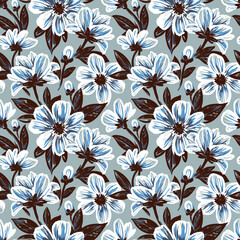 Seamless floral pattern. Design for wallpaper, fabric, wrapping paper, cover and more.