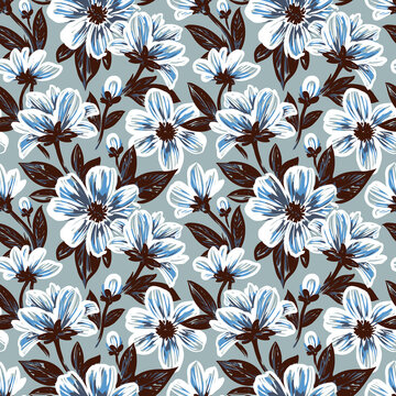 Seamless floral pattern. Design for wallpaper, fabric, wrapping paper, cover and more.