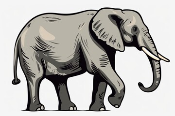 Fototapeta premium an elephant standing on a plain white background. Generative AI
