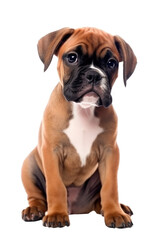 boxer puppy isolated on a transparent background, generative ai