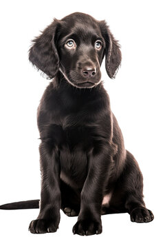 curly coated retriever puppy isolated on a transparent background, generative ai