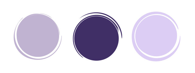 Set of circle brush strokes, hand drawn paint frame for design logo, banner, card. Vector illustration