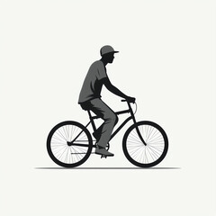 Obraz premium silhouette of boy on cycle isolated vector illustration on white background for logo, graphic design, advertising, and marketing. generative ai