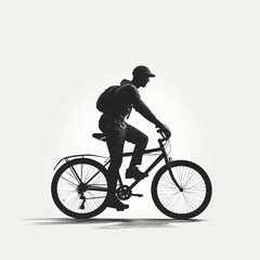 silhouette of boy on cycle isolated vector illustration on white background for logo, graphic design, advertising, and marketing. generative ai