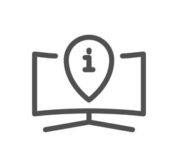 Info and help desk icon outline and linear vector.