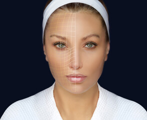 Skin solutions.Concept of rejuvenation,detecting  ageing signs