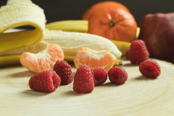 Fresh raspberry berries, ripe organic raspberry harvest fruit banner