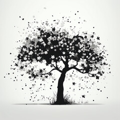 silhouette of tree isolated vector illustration on white background for logo, graphic icon, and modern home décor. perfect for wildlife and safari-themed designs. generative ai