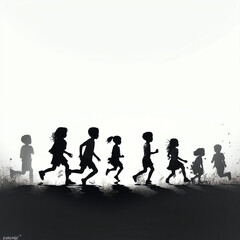 playing kids silhouette - isolated vector illustration on dark background for logo, graphic design, advertising, and marketing. generative ai
