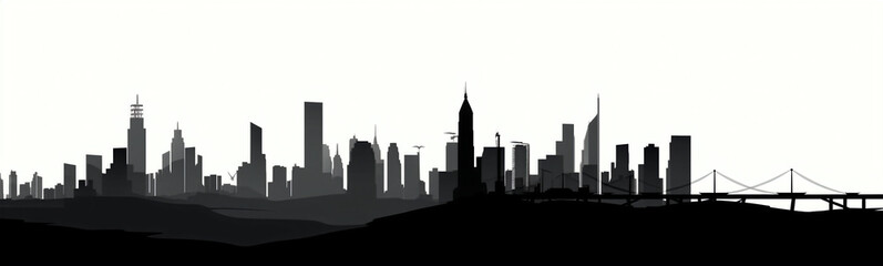 Fototapeta na wymiar city silhouette - isolated vector illustration on dark background for logo, graphic design, advertising, and marketing. generative ai
