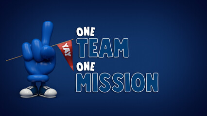 1 Team 1 Mission One Finger Raised Concept