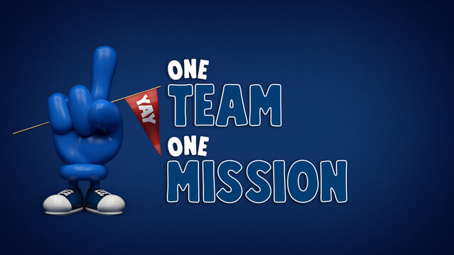 1 Team 1 Mission One Finger Raised Concept
