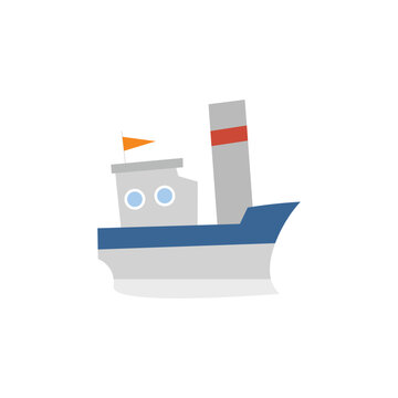 Little sailing ship or boat toy flat cartoon vector illustration isolated.