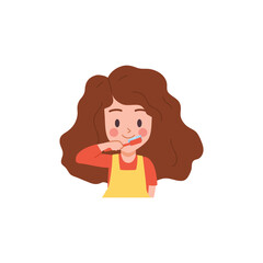 Smiling little girl holding toothbrush flat style, vector illustration