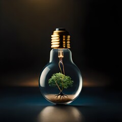 Leaves and roots inside a light bulb