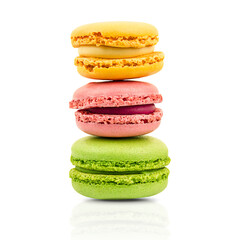 Colorful macaroons isolated on a transparent background
