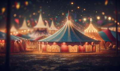 texture of the dome of the circus at night. background with bright lights, garland, fun and holiday. ai generative