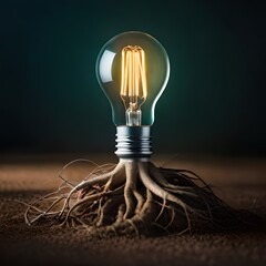 Leaves and roots inside a light bulb